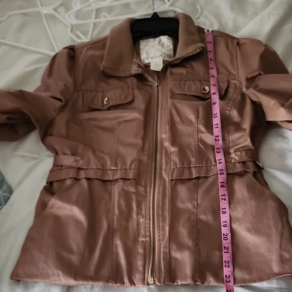 Arden B Y2K Rose Gold Bomber Jacket Fitted Metallic Vintage - Picture 11 of 12